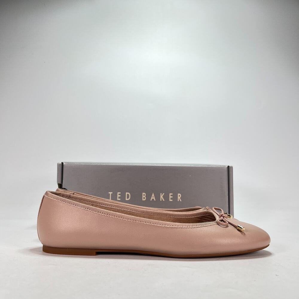 Ted Baker Bayana Pink Leather Casual Slip On Ballet Flat Shoes Women's Size 10